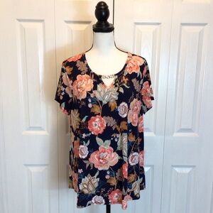 Cato Est 1946 Floral Short Sleeve Stretch Top Size 14/16W
